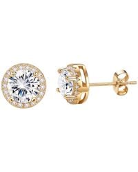 Sophelia - Plated Round Pavé Halo Stud Earrings For - Lyst