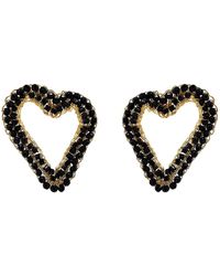 Lavish by Tricia Milaneze - Black & Gold Amour Open Posts Handmade Crochet Earrings - Lyst