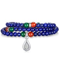 Aurozia - Five Elements Water Sterling Lapis Lazuli Waterdrop Pendant Three Layered Crystal Bracelet & Necklace - Lyst
