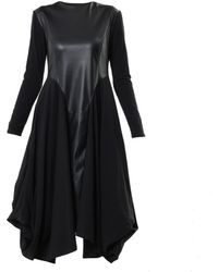 Metamorph - Midi Dress With Leather Detail - Lyst