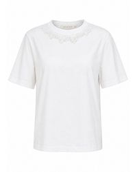 Exquise - Neutrals Liliana Short Sleeve Crew Neck Tshirt – Ecru - Lyst