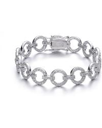 Genevive Jewelry - Genevive Sterling Plated With Cubic Zirconia Circle Link Bracelet - Lyst