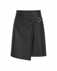 Yumi' - Faux Leather Wrap Skirt - Lyst