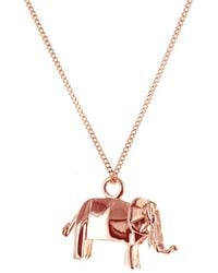 Origami Jewellery - Sterling Silver & Pink Gold Mini Elephant Origami Necklace - Lyst