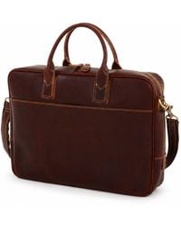Touri - Genuine Leather Minimalist Zip Front Laptop Bag - Lyst