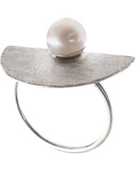 Silver Moon - Pearl Sterling Ring – Moon's Second - Lyst
