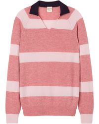Salts - Split Neck Polo Stripe Sweater - Lyst