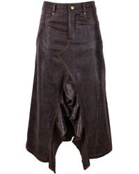 Lalipop Design - Ruffled Front Vegan Leather Midi Skirt - Lyst