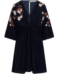 Hope & Ivy - The Aubrey Velvet Embroidered Skater Dress With Kimono Sleeve And Knot Front - Lyst