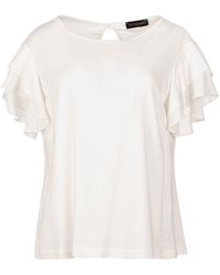 Conquista - Neutrals Frill Detail Ecru Top - Lyst