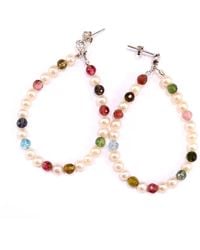 Mineralgems•Studio - Tourmaline And Pearl Hoop Earrings - Lyst