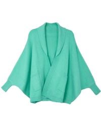 Saachi - Open Front Oversized Aqua Cardigan Sweater - Lyst