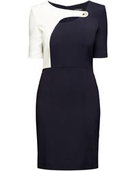 Rumour London - Francesca Midnight Dress With Keyhole Tab Neckline And Cream Silk Detail - Lyst