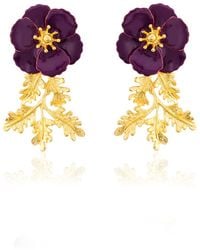 Milou Jewelry - Leafy Blossom Flower Earrings - Lyst