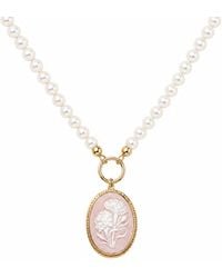 Vintouch Italy - Dahlia Cameo Necklace With Pearls - Lyst