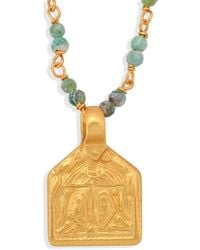 Opium Jewels - Vintage Divine Feet Amulet Necklace With Emerald Beads - Lyst