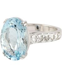 Artisan - White Gold Natural Aquamarine Designer Ring Diamond Jewelry - Lyst