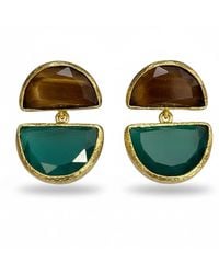 La Pluie Jewellery - Valora Earrings Emerald & Amber - Lyst