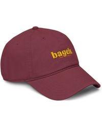 Anchor and Crew - Burgundy Bagels Slogan Cotton Embroidered Cap - Lyst