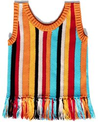 Gigi Knitwear - Naia Stripe Fringe Tanktop - Lyst