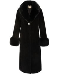 Santinni - Sunset Boulevard Long Wool Coat With Faux Fur Collar - Lyst