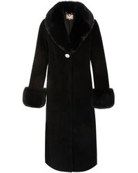 Santinni - Sunset Boulevard Long Wool Coat With Faux Fur Collar - Lyst