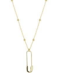 Spero London - Sterling Safety Pin Necklace With Beaded Satellite Chain - Lyst