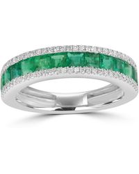 Artisan - Elegant Channel-Set Emerald & Diamond Ring - Lyst