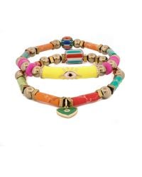 Ebru Jewelry - Colorful Jasper Guardian Evil Eye & Heart Charm Bracelet Set - Lyst