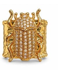 By Ozge - Egyptian Protection Zircon Scarab-Plated Adjustable Chunky Ring - Lyst