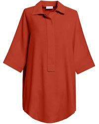 Perlavera - Pinoly Brique Hidden Placket Three Quarter Sleeve Tunic - Lyst