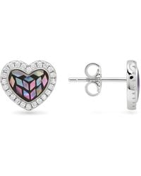 Kylie Harper - Mosaic Abalone Mother Of Pearl Heart Halo Earrings - Lyst