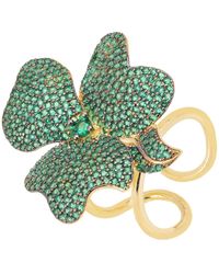 LÁTELITA London - Flower Cocktail Ring Gold Emerald Green - Lyst