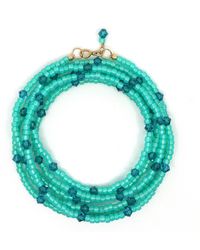 Shar Oke - Turquoise Swarovski Dainty Wrap Beaded Bracelet - Lyst