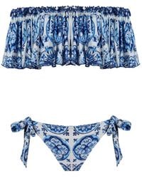 Nur Karaata - Helianthus Bleu Blanc Low Waist Bikini Set - Lyst