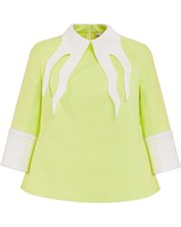 Julia Allert - Semi-Formal Blouse With Double Contrasting Details Light Lime - Lyst