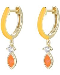 KAMARIA - Enamel Opal Huggie Earrings - Lyst