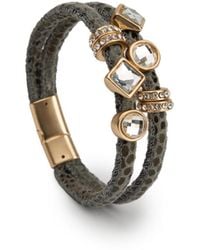 Saachi - Bling Charm Leather Bracelet - Lyst