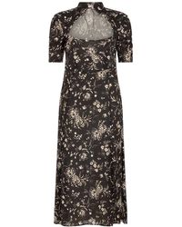 Forever That Girl Floral Appliqu Sleeveless Midi Dress in Black | Lyst UK