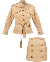 Tia Dorraine - Neutrals Oversized Belted Trench Jacket & Mini Skirt Set - Lyst