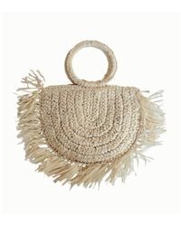OhSun - Neutrals Minka Raffia Fringe Handbag - Lyst