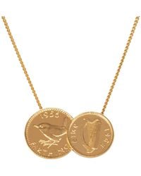 Katie Mullally - Irish-english Yellow Gold-plated Double Coin Necklace - Lyst