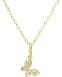 KAMARIA - Mini Butterfly Charm Necklace With Crystals - Lyst