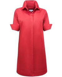 Perlavera - Ciamel Bloody Solid Cotton Satin Short Sleeve Slim Fit Mini Dress - Lyst