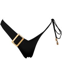 ANTONINIAS - Dulcet Double Layered Asymmetric Bikini Bottom With Golden Details - Lyst