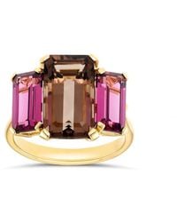 Dinny Hall - Trinny Trilogy Smokey Quartz & Rhodolite Ring - Lyst