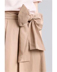 The Extreme Collection - Neutrals Camel Midi Skirt Taffeta With Waist Tie - Lyst