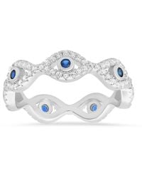 Kylie Harper - Sterling Diamond Cz Evil Eye Eternity Band Ring - Lyst