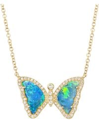 KAMARIA - Mini Opal Butterfly Necklace With Diamonds - Lyst