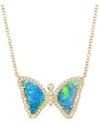 KAMARIA - Mini Opal Butterfly Necklace With Diamonds - Lyst